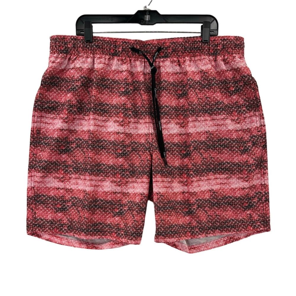Calvin Klein Mens Red Size 2XL Geo Print Swimwear Board Surf Shorts